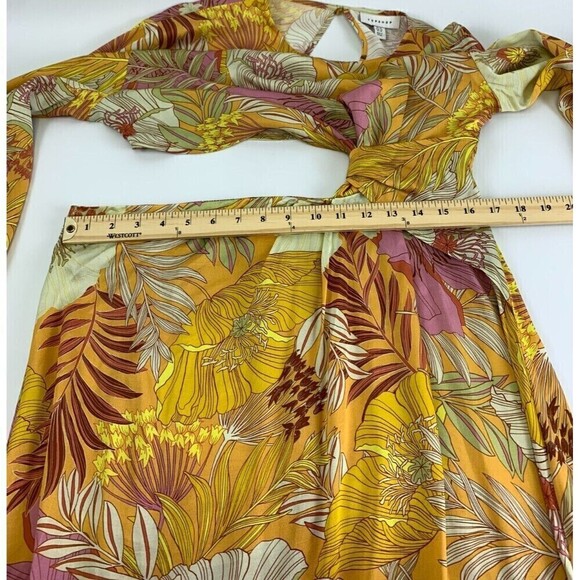 Topshop Tropical Floral Cut Out Midi Dress Flowy Occassion Multi Yellow Pink 10 - Picture 14 of 16